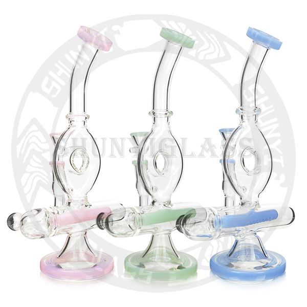 Rose Dab rig recycleur narguilé en ligne perc Dounts pipe à eau en verre Bong Rigs cadeaux 14.4mm joint de haute qualité