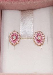 Boucles d'oreilles à tige en forme de fleur de marguerite rose Authentiques clous en argent sterling 925 adaptés aux bijoux à clous de style européen Andy Jewel 288773C018005418