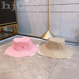Roze designer bucket hat damespet trekkoord verstelbaar multi kleuren verzilverd metaal letter retro gerafelde brede rand ronde luxe designer hoeden voor dames PJ027 C23