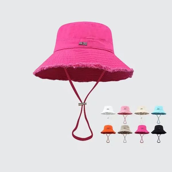 Chapeau de créateur rose Chapeau de seau pour hommes Chapeaux à large bord pour dames Bonnet anti-soleil pour femmes Casquette de plage colorée avec protection solaire réglable Repo Casquettes Bob