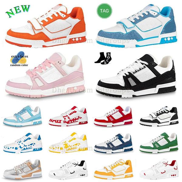 Pink Designer Chaussures Locs Casual Shoe Mens Trainer Womens Trainers Outdoor Trainers de haute qualité Chaussures Platform Calfskin Leather Abloh Superilles plate-forme tennis