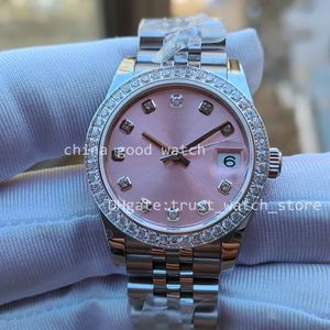 Cadran Rose Lunette Montres de Femmes 31MM Lady Cadeau BPf Mouvement Automatique Jubilé Robe en Acier Inoxydable Date Saphir Cristal BP Usine Bracelets Boîte d'Origine