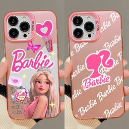 Coque de téléphone poupée rose, étui rigide en PC TPU pour iPhone 15 14 13 Pro 12 11 Pro Xs X XR Max Aurora