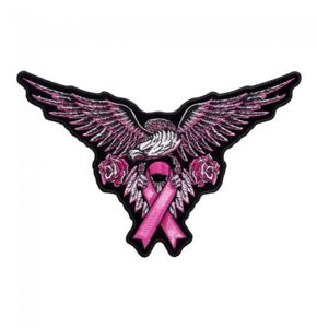 Pink Eagle Breast Cancer Ribbon Patch Awareness Geborduurd opstrijkbare of naai de patches 525325 INCH 8890464