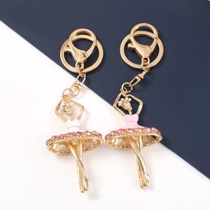 Rosa elegantes Ballett-Mädchen-Kristall-Schlüsselanhänger, schöner Strass-Frauen-Schlüsselanhänger, bestes Geschenk für Mädchen, Schmuck im Großhandel