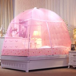 Roze elegante Mongoolse yurt muggen netto volwassenen bed luifel mugtero netten gaas goedkoop vouwmuggen netto berco portatil77637471938