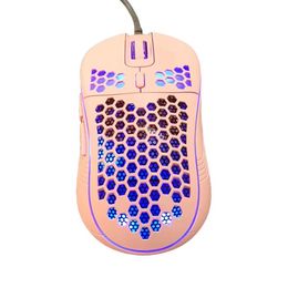 Diseño de honeycomb de ratón rosa ergonómico ratón rgb