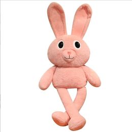 Roze Extend Ear Leg Konijn Gevulde pluche dieren Leuke grote oog konijnen Maat 80-100cm Kinderen Meisje Verjaardagsgeschenk kussen Toy Soft Home Decoratie