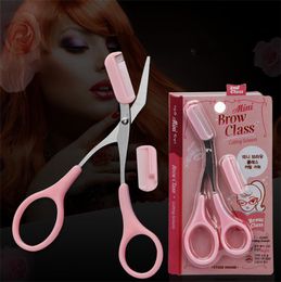 Ciseaux de coupe-sourcils roses avec peigne Lady femme hommes épillures de cheveux toilettes Shaver Eye Brow Trimmer Cils Clips Hair Clips8289406