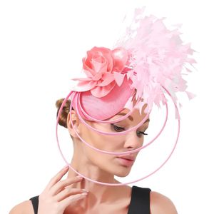 Pink Fashion Headwar Flower Wedding Floral Fascinator voor elegant dames kopstuk met haarclipfeest haaraccessoires 240430