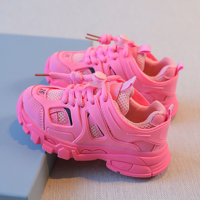 Розовые первые ходьбы весна осень детская обувь для мальчиков девочки для девочек спортивные ботинки дышащие детские детские повседневные кроссовки мода спортивная обувь
