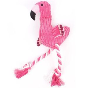 Pink Flamingo Shape Pet Dogs Toy Interactivo Felpa Velvet Pet Puppy Chew Squeaky Sound Toys con cuerda de algodón