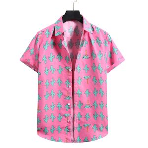 Chemise hawaïenne à fleurs roses pour hommes, manches courtes, plage, Aloha S, décontractée, boutonnée, XXL, 220707