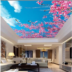 roze bloem plafonds Woonkamer Slaapkamer Plafond Plafond Muurschildering 3d plafond muurschilderingen behang