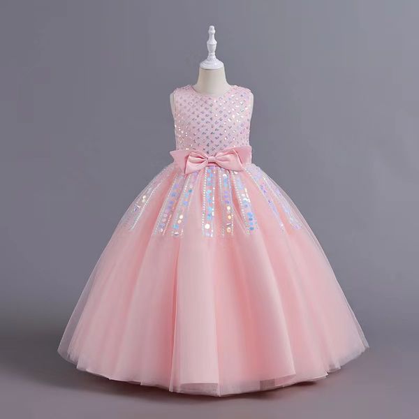 Pink Flower Girl Made Made Flowers Tul Little Girls Wedding Wedding Luxurious Pageant Dress Vestidos de tutú de tutúes Primeros Vestidos de comunión 403