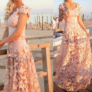 Fleurs roses papillon imprimé une épaule robes de bal thé longueur une ligne robes de soirée courtes à lacets dos taille personnalisée