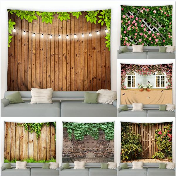 Fleurs roses plantes vertes paysage jardin fond décor tapisserie ferme rurale murale tenture murale rideau chambre couverture 240111