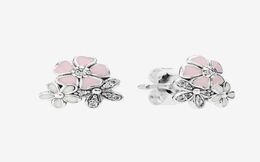 Fleurs roses Boucles d'oreilles Belles femmes Filles Cadeau Bijoux avec boîte d'origine pour 925 Sterling Silver CZ Diamond Earring set5214718