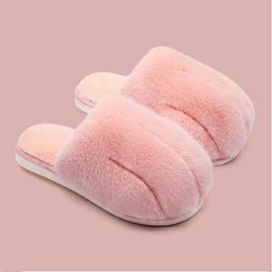 Chaussures peluches roses Sandales blanches Sandales Blanches Solides Soxe Slipper Keep Warm Slippers Chaussures Taille S S
