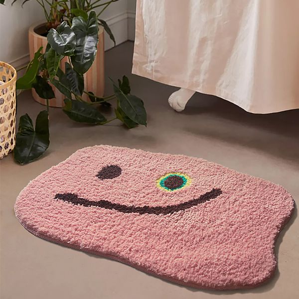 Mat de baño rosa esponjosa Área de alfombra nórdica Alfombra baño Mats laterales absorbente Anti slip Bathmat Pequilmat Decoración del hogar 210301