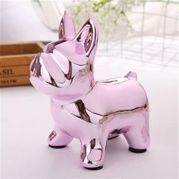 Roze Franse Bulldog Europese keramische ambachten Bulldog Spaarpot Home Decor Schattig Spaarpot Ornamenten Creatieve Bulldog Spaarpot 2202906