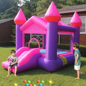 Pink Funhouse Château gonflable rose à rebond Moonwalk Jumping Jumper Maison gonflable pour jardin, parc, pelouse, sports d'intérieur et d'extérieur, petits cadeaux amusants, jouets pour enfants