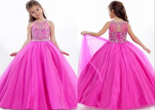 Vestidos rosados del desfile de Girl039s para niñas pequeñas falda larga de tul vestido de fiesta para niños vestido de fiesta de cumpleaños hecho a medida 4128469