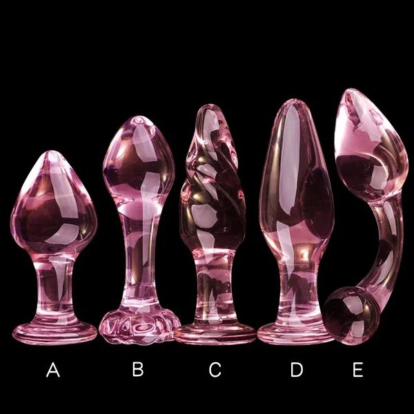 Tapón Anal de cristal rosa para mujeres, tapones para los glúteos, pene, vida nocturna, consolador Anal, masturbación para adultos, juguetes sexuales Gay para adultos, regalos para amantes