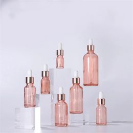 Roze glazen flessen met Rose Gold Glass Eye Dropper Dispenser 5ml 10 ml 30 ml 50ml etherische olievlontvlees