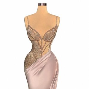 Rose gracieuse bal Dres étage longueur robes de soirée pour la fête formelle bretelles spaghetti robes chérie robes de gala 2024 E6YO #
