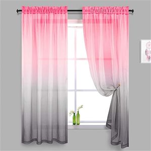 Cortina de tul rosa y gris para decoración de dormitorio, cortina transparente para ventana para decoración de habitación de niñas, sala de estar de guardería para bebés 211203
