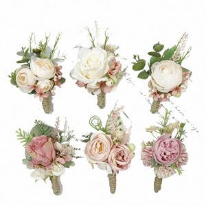 Pink Groom Corsage Wedding Boutnière Broche rose FRS BRIDESMAID PIN POUR LES INDUCTIONS MARIAGE ACTORES PHOTO PHOTURES POUR LES GUIDES T5ZH #