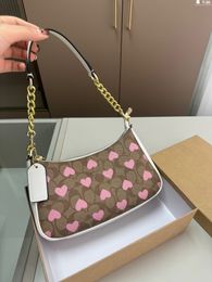 Bolso rosa con forma de corazón para axila, bolso de mano a la moda para mujer, bolso de mano con cadena para mujer, bolsos de mensajero con asa superior, regalo