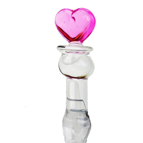 Boule de crosse en verre de coeur rose bague sexy sensuelle Explore ass jouent vagin femmes homme stimule le jeu d'amour de porte dérobée lesbienne orgasmique