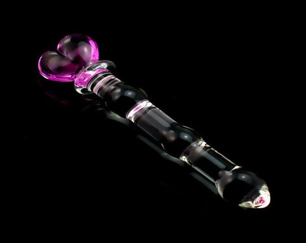 Gode en verre coeur rose pour femmes masturbateur en cristal pour femme pour Stimulation anale vaginale baguette de plaisir gode lucide2919344