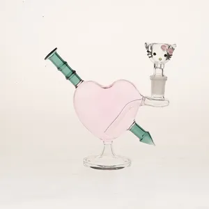 Pipes en verre de narguilé modèle coeur rose avec bol mignon