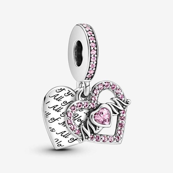 Coeur rose Maman Dangle Charm Pandoras 925 Sterling Silver Luxury Charm Set Bracelet Making Crystal Charms Designer Collier Pendentif Boîte Originale TOP qualité