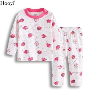 Roze Hooyi Princess Baby Girl -kleding Sets Infant Pamas kleding T -shirt broek Pak Horse Girls Sleepwear Cottonf Rouser S 0525