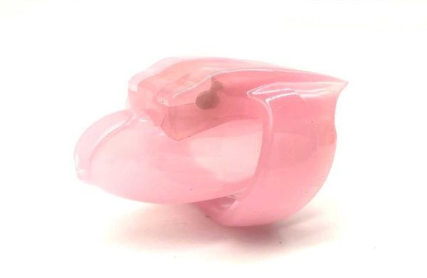 Pink HT V4 Jaula de castidad masculina súper pequeña con 4 anillos para pene Jaula de plástico para pene Bondage para pene Cinturón de castidad fetiche Juguete sexual para adultos S085795230