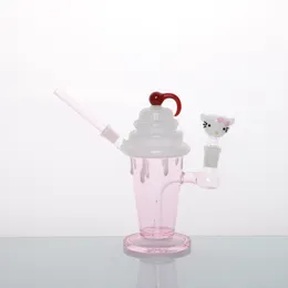 Tuyau de narguilé en verre de style crème glacée rose/bong en verre pour la distribution