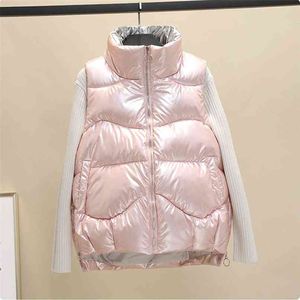 Roze Jassen voor Dames Winter Warm gewatteerde Puffer Gilet Vesten Mouwloze Parkas Jas Wit Duck Down Coat Fall 210915