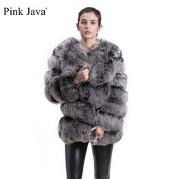 Pink Java 8066 Mujeres de alta calidad Abrigo de piel real Wihter Chaqueta de piel gruesa cálida Abrigo corto de piel genuina Mangas largas 211019