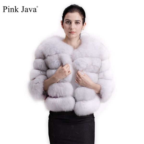 Pink Java 1801 abrigo de piel real para mujer chaqueta de piel gruesa de invierno abrigo de piel corto al por mayor manga corta genuina 201016