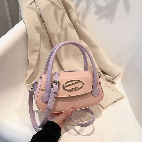 Bolso rosa para niños Diseñador Di Bag Bolso bandolera de dos tonos Bolsos de moda Bolsos de cuero para mujer Tote de lujo Chicas clásicas Bolsa para teléfono móvil 230830