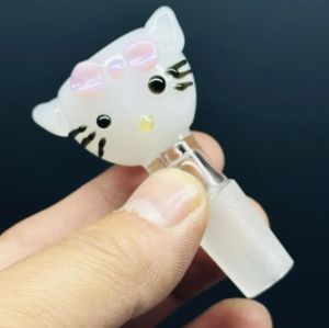 Pink Kitty Bong accessoires 14mm mâle verre Bong bol avec des bols de narguilé épais conduites d'eau pour Dab Rigs