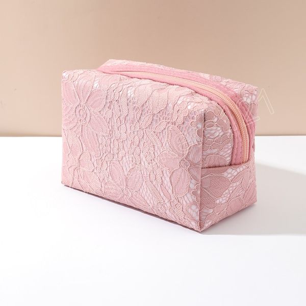 Sac de maquillage en dentelle rose, organisateur de sacs à cosmétiques de voyage de luxe pour femmes et filles, petite trousse de toilette, trousse de beauté Portable pour dames