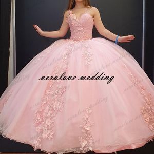 Robes de bal en dentelle rose robe de bal robe de bal hors de l'épaule Vestidos Vx De Quinceanera Sweet 15 robes de soirée