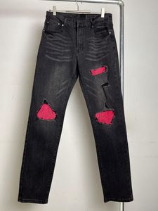 Jean slim en cuir rose en cuir en cuir rose jean luxurys designers jeans hip hop rétro graphique brodé de moto baggy