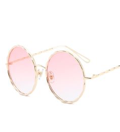 Lens roses Gothic Round Sunglasses For Man 2017 Tennis Or Polarisé Cadre en acier inoxydable extérieur SEAVEPUNK Designer Vintage Wi1897128