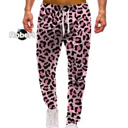 Roze Luipaardpatroon Heren Joggingbroek 3D Print Golf Y2k Broek Man Casual Sport Jogger Kleur Buiten Tennis Trekkoord Broek 240111